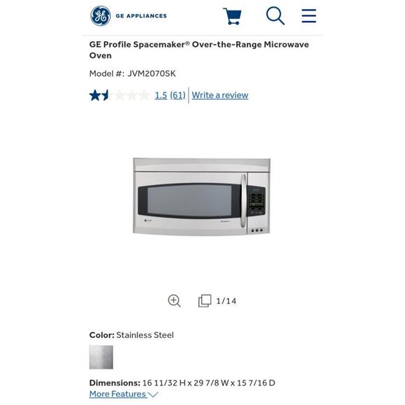 OEM GE profile spacemaker 2.0 over the range microwave oven replacement door